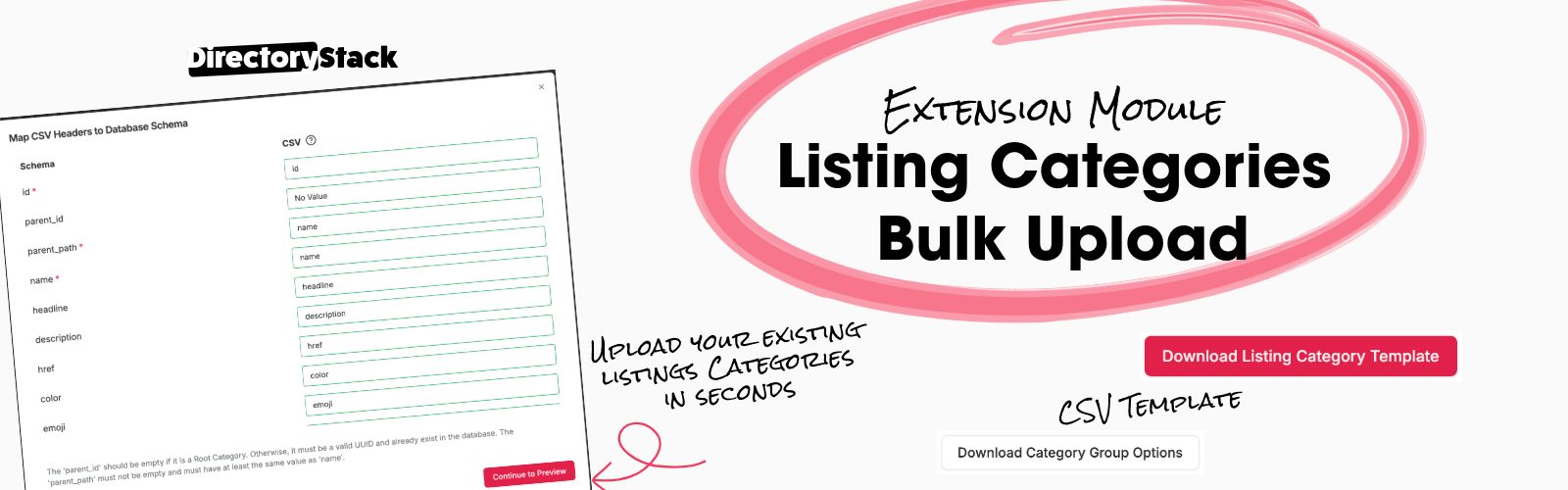 Listing Categories Bulk Upload Extension Header Image 16x5