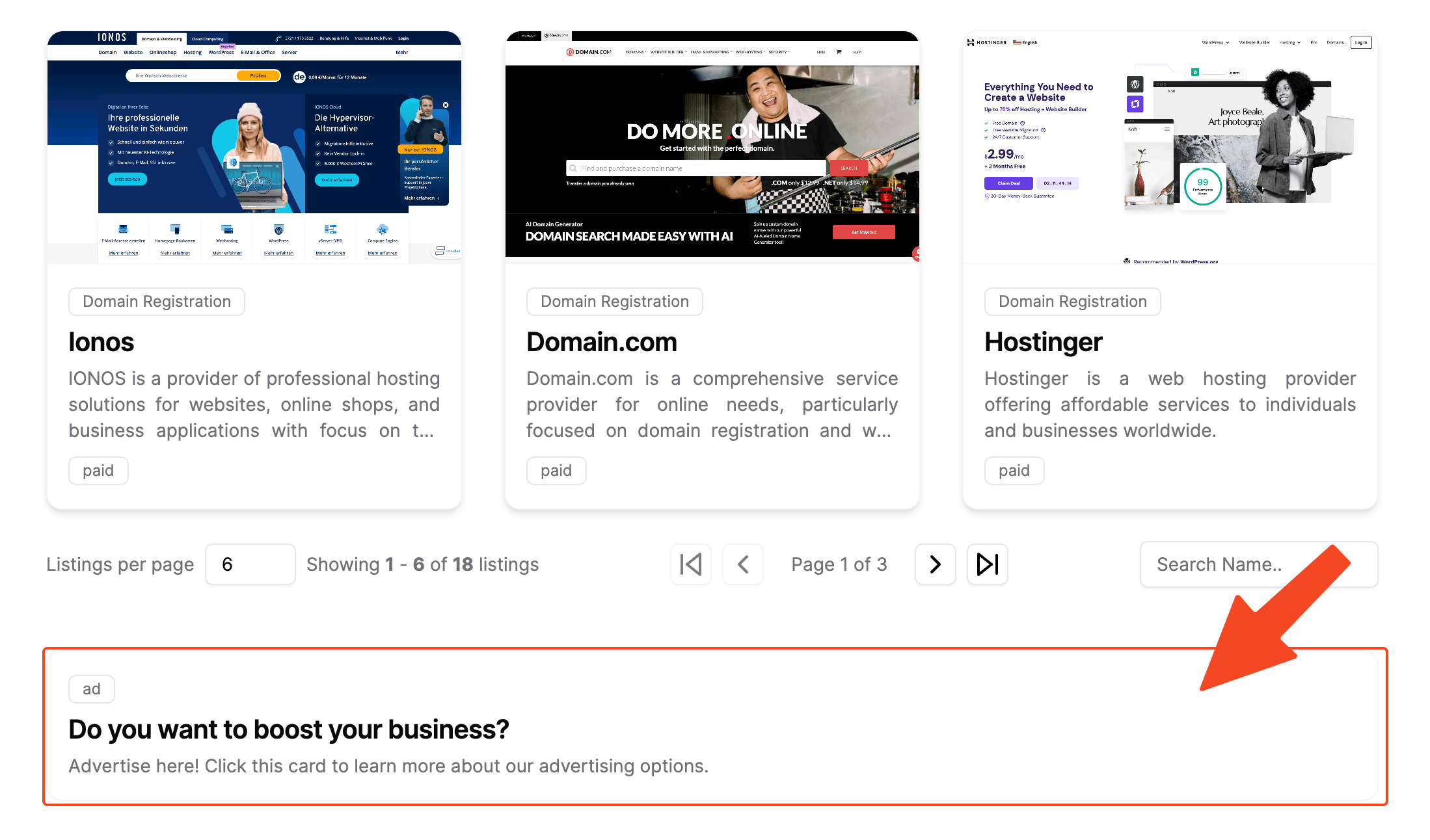 DirectoryStack Banner Ads Above The Fold Example